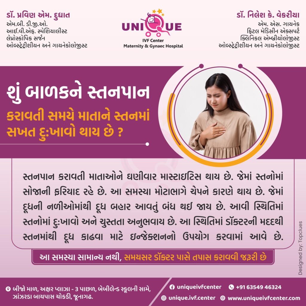 mastitis treatment, breastfeeding pain relief, clogged milk ducts, breastfeeding infection, mastitis symptoms, breastfeeding challenges, breast inflammation, nursing pain, best IVF center in Junagadh, ICSI treatment in Junagadh, fertility center in Junagadh, lactation issues, nipple pain during breastfeeding, mastitis prevention, breastfeeding support, breast infection treatment, lactation consultant, nursing mother health, milk duct blockage, home remedies for mastitis