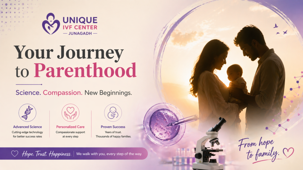 IVF center Junagadh, best IVF center in Junagadh, fertility centre Junagadh, IVF treatment Junagadh, ICSI treatment Junagadh, infertility treatment Junagadh, fertility clinic Junagadh, test tube baby center Junagadh, PCOS fertility treatment, male infertility treatment, female infertility solutions, advanced fertility treatments India, IVF success rate Junagadh, reproductive health clinic Junagadh, parenthood journey IVF